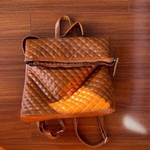 Chic Quilted Brown Leather Backpack